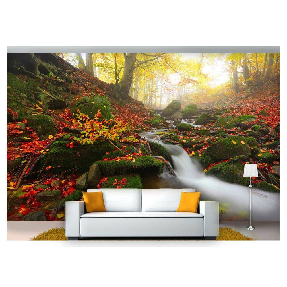 Papel De Parede Cachoeira Natureza Outono 3D Nch195
