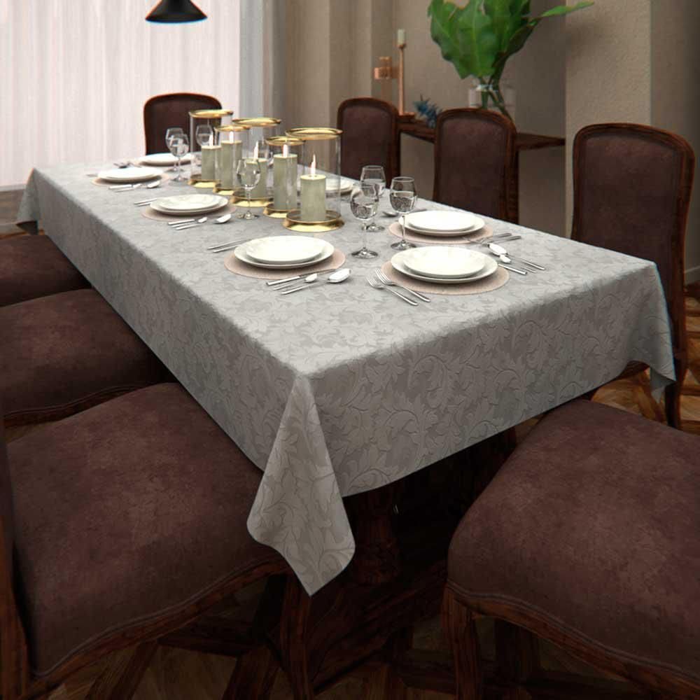 Toalha De Mesa Branca Retangular 6 Lugares 1,35 X 1,80M