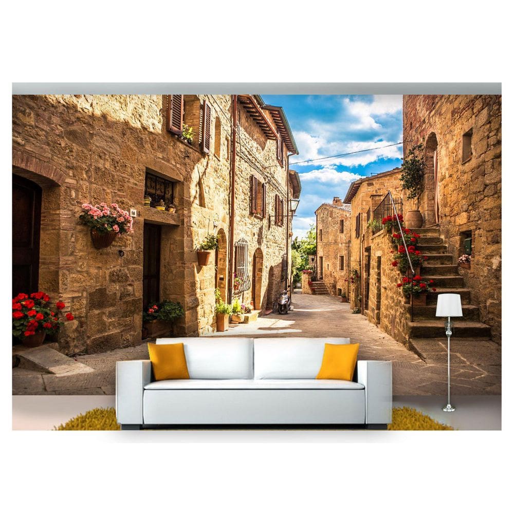 Papel De Parede Cidade Antiga Rua Européia 3D Cda10