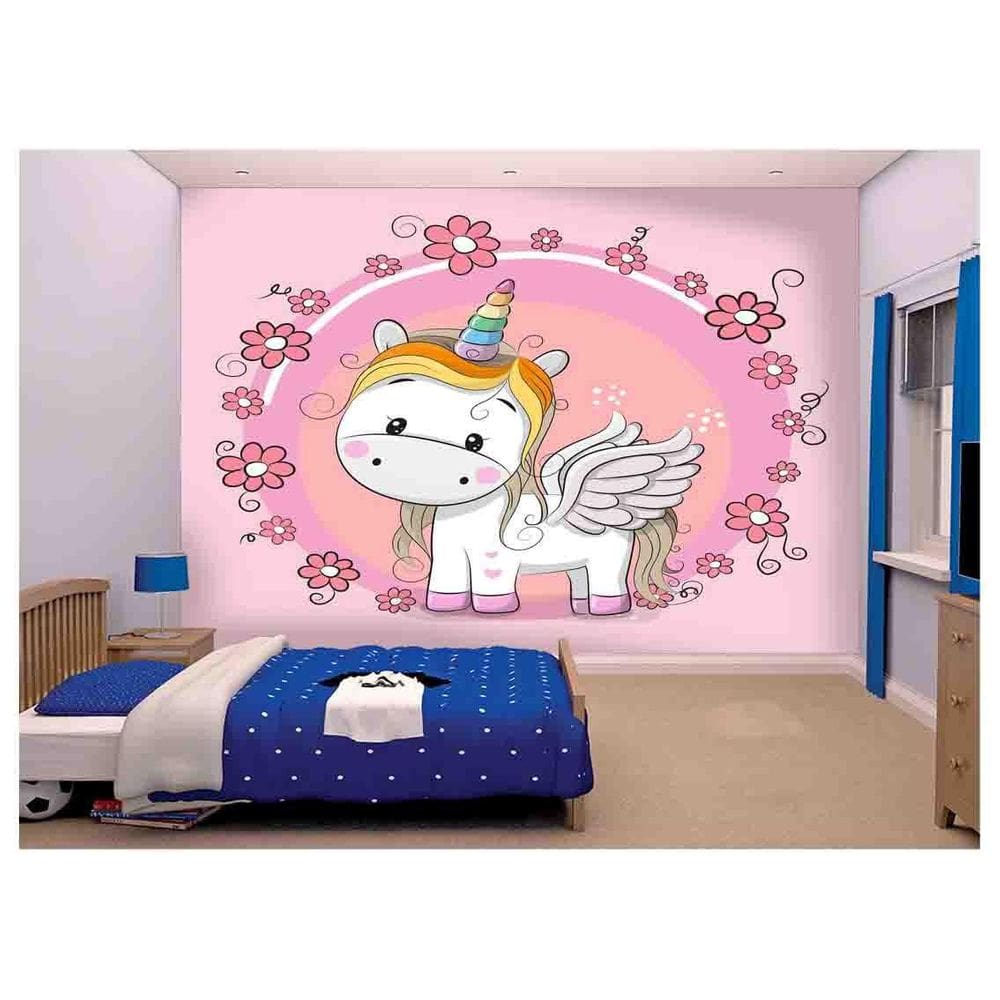 Papel De Parede Infantil Unicórinio Rosa 3D Azs126