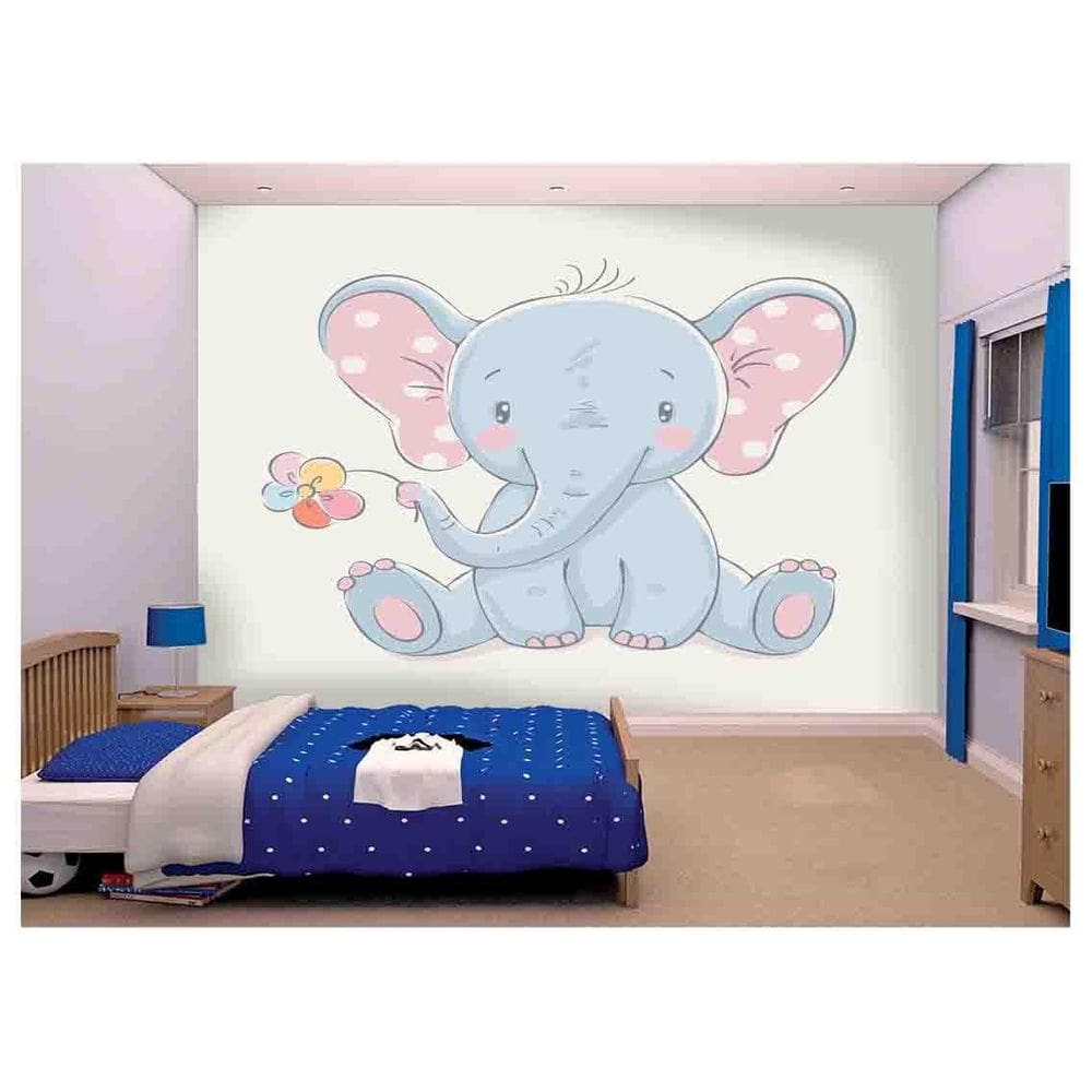 Papel De Parede Infantil Elefantinha Quarto  Azs121