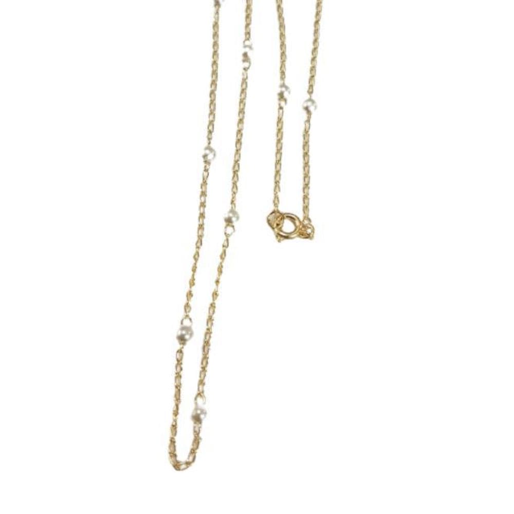 Gargantilha Folheada Com Pérolas 45Cm