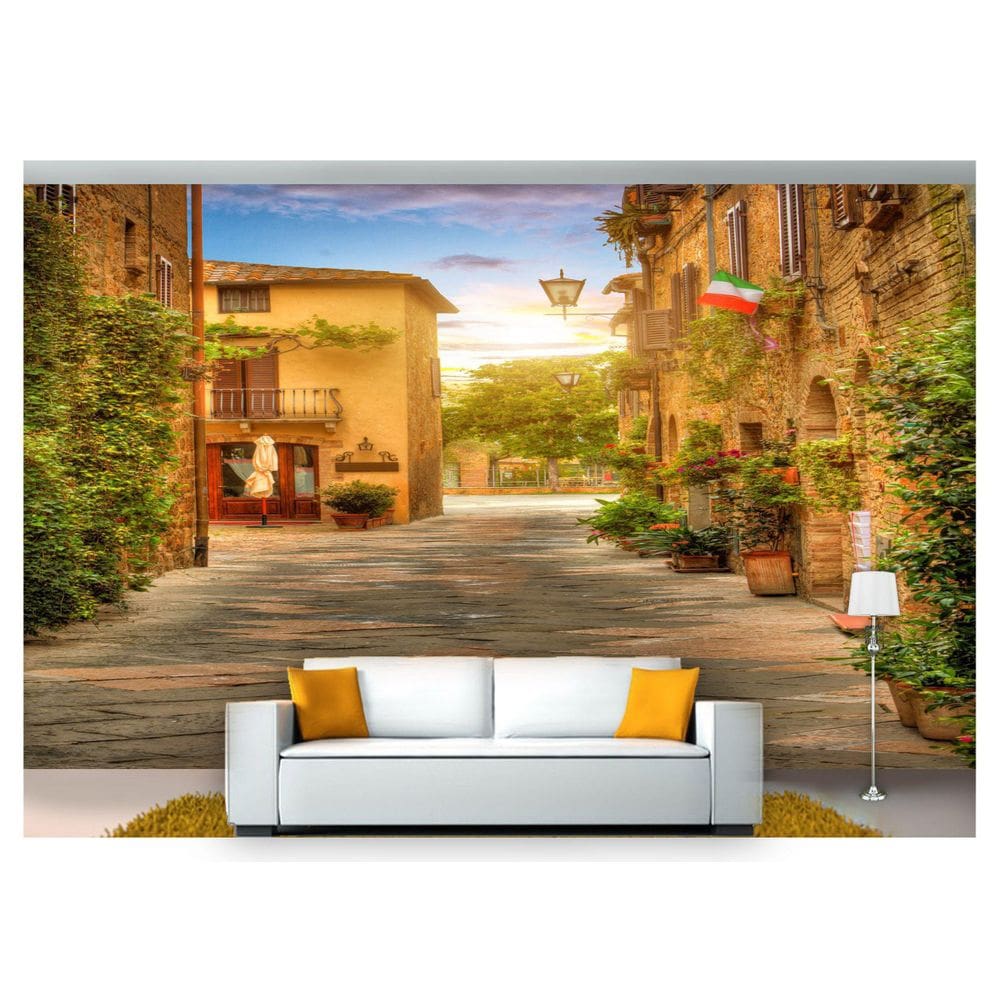 Papel De Parede Cidade Antiga Rua Itália Vila  Cda24
