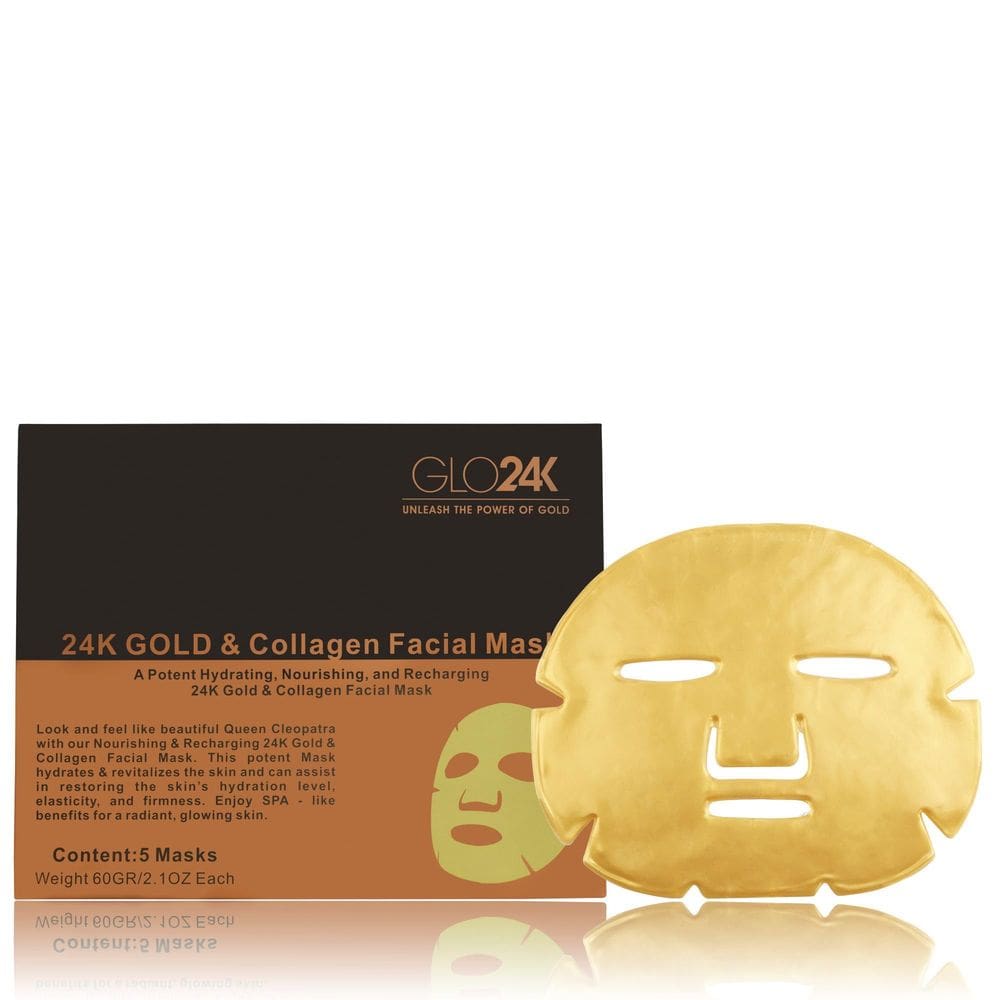 Máscara Facial GLO24K Hidratante de Colágeno y Oro 24K Pack de 5