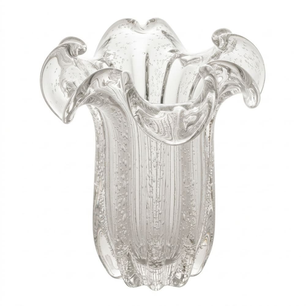 Vaso Decorativo de Vidro Murano Italy Transparente 24x19cm Wolff