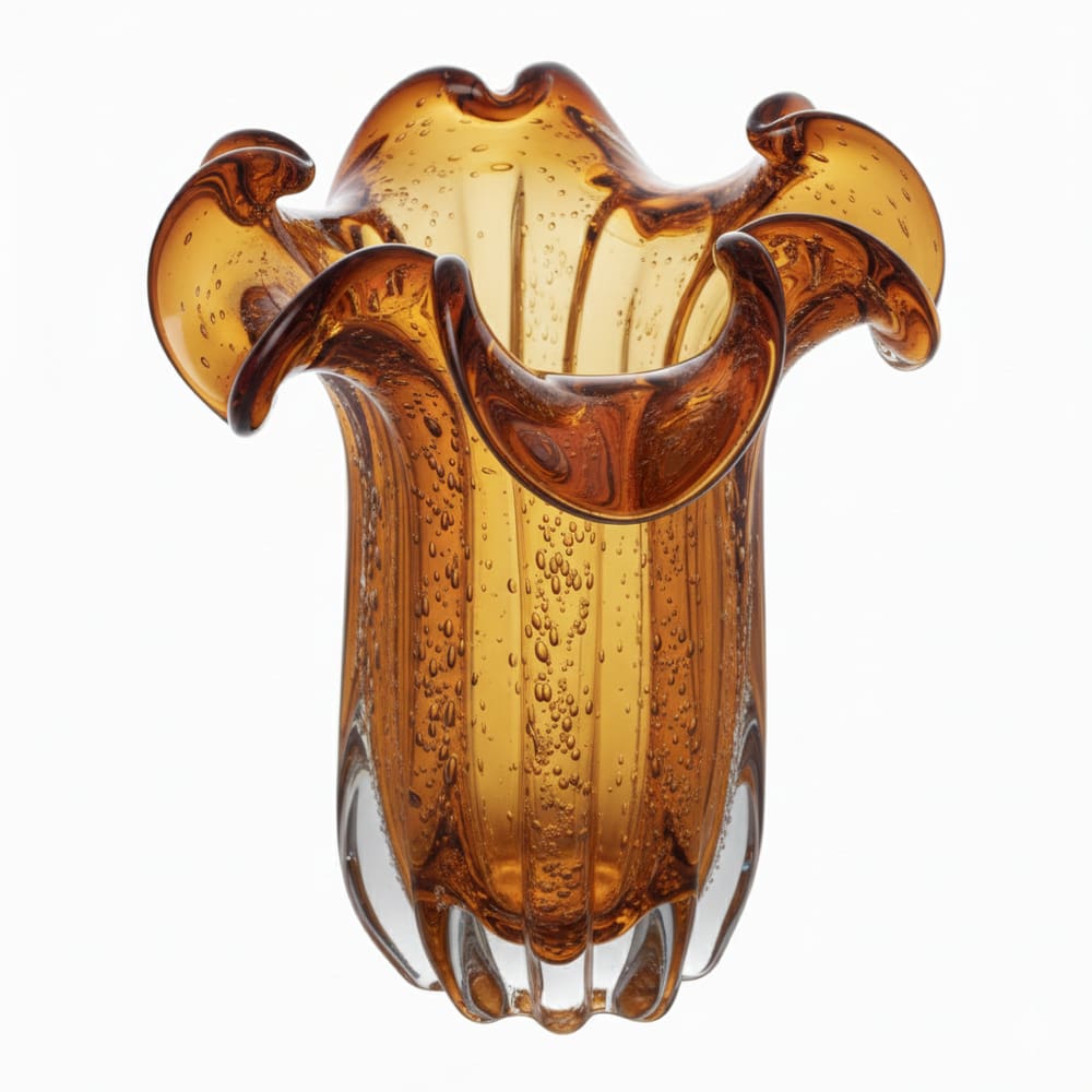 Vaso Decorativo de Vidro Murano Italy Âmbar 24x19cm Wolff