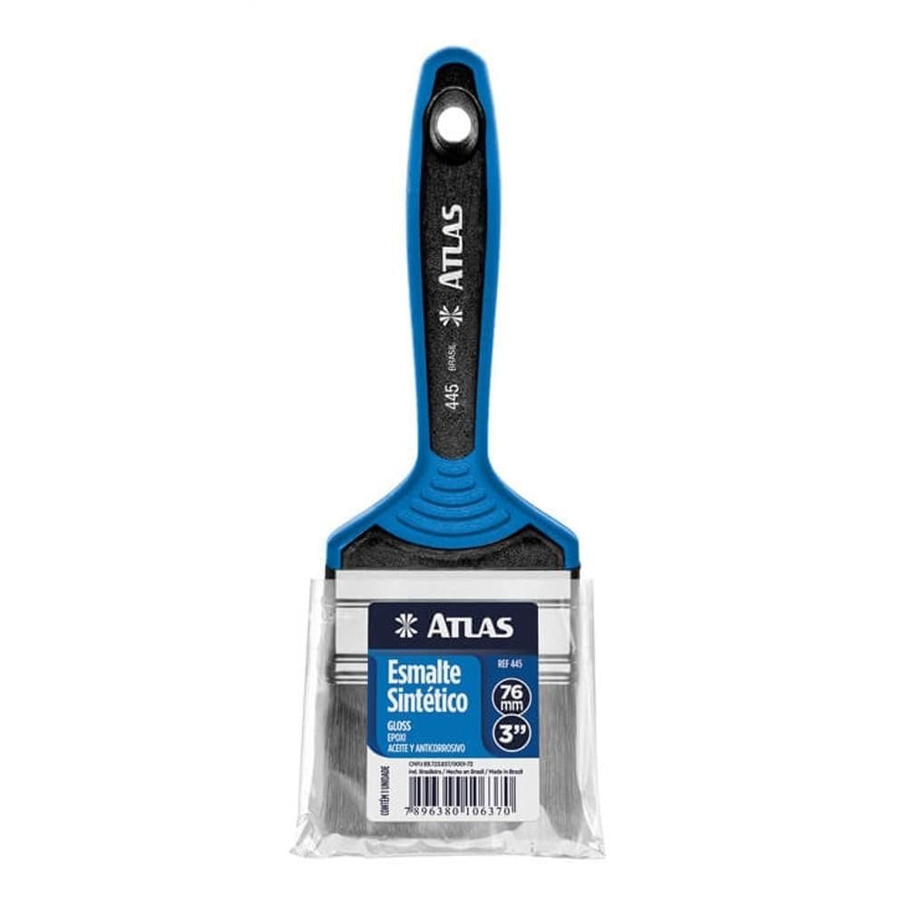 Pincel Atlas, Trincha Dupla, Cerdas Pretas, 3”