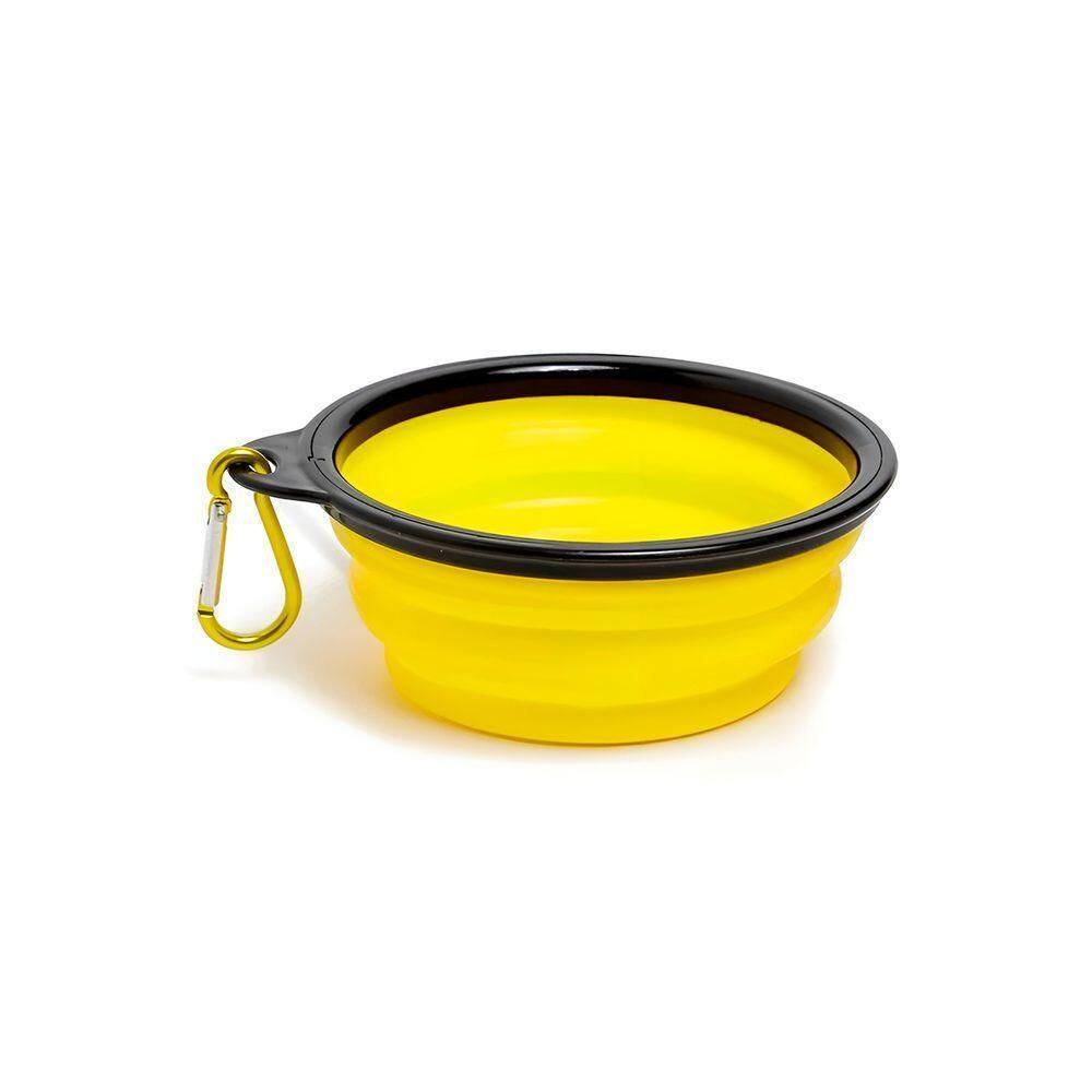 Comedouro Bebedouro Dobrável Com Gancho Portátil Pet - Praticidade E Conforto Em Todas As Aventuras amarelo