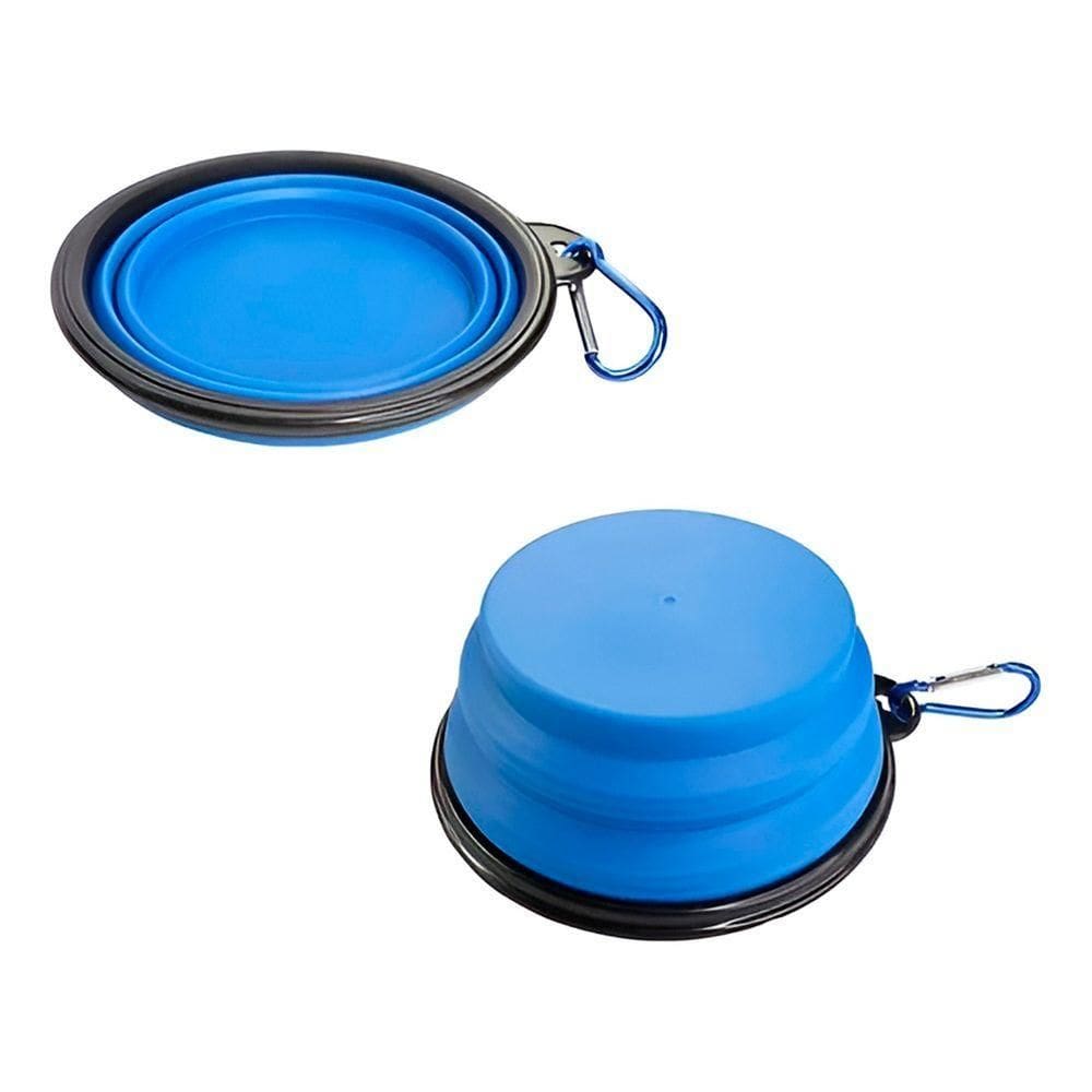 Comedouro Bebedouro Dobrável Com Gancho Portátil Pet - Portátil, Prático E Fácil De Limpar azul
