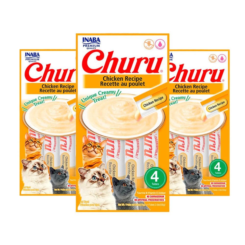 Kit 3 Petisco Churu para Gato Sabor Frango 56g