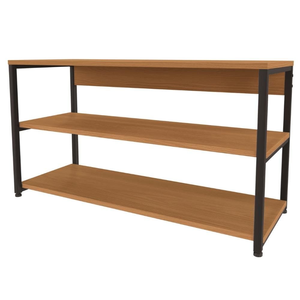 Banco Sapateira Multiuso Organizador 3 Prateleiras Kappesberg Industrial 88cm Cor Canela/Preto Fosco - LI020