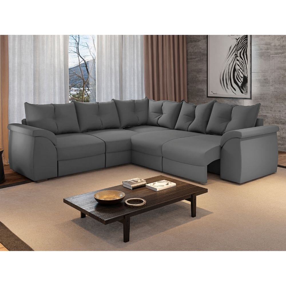 Sofa de Canto 5 Lugares Suede Qatar Flash Estofados