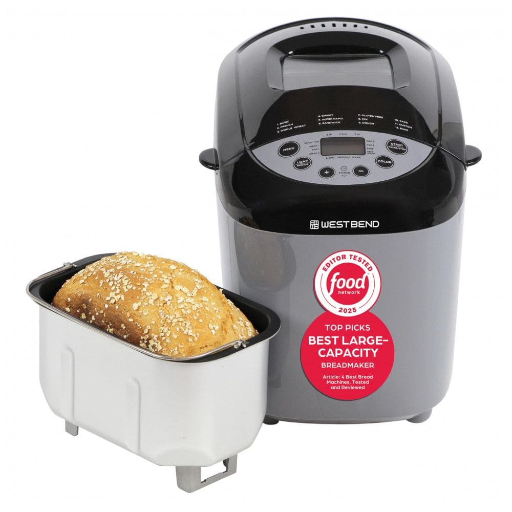 Panificadora Automática, Lâmina Dupla, 12 em 1, 3 Cores, 110v, WEST BEND 47413, Cinza