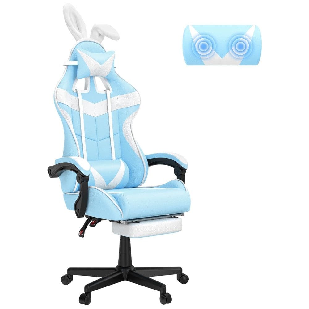 Soontrans Cadeira Gamer Ergonômica Reclinável e Giratória com Apoio Lombar e Cabeça, Preta e Roxa
