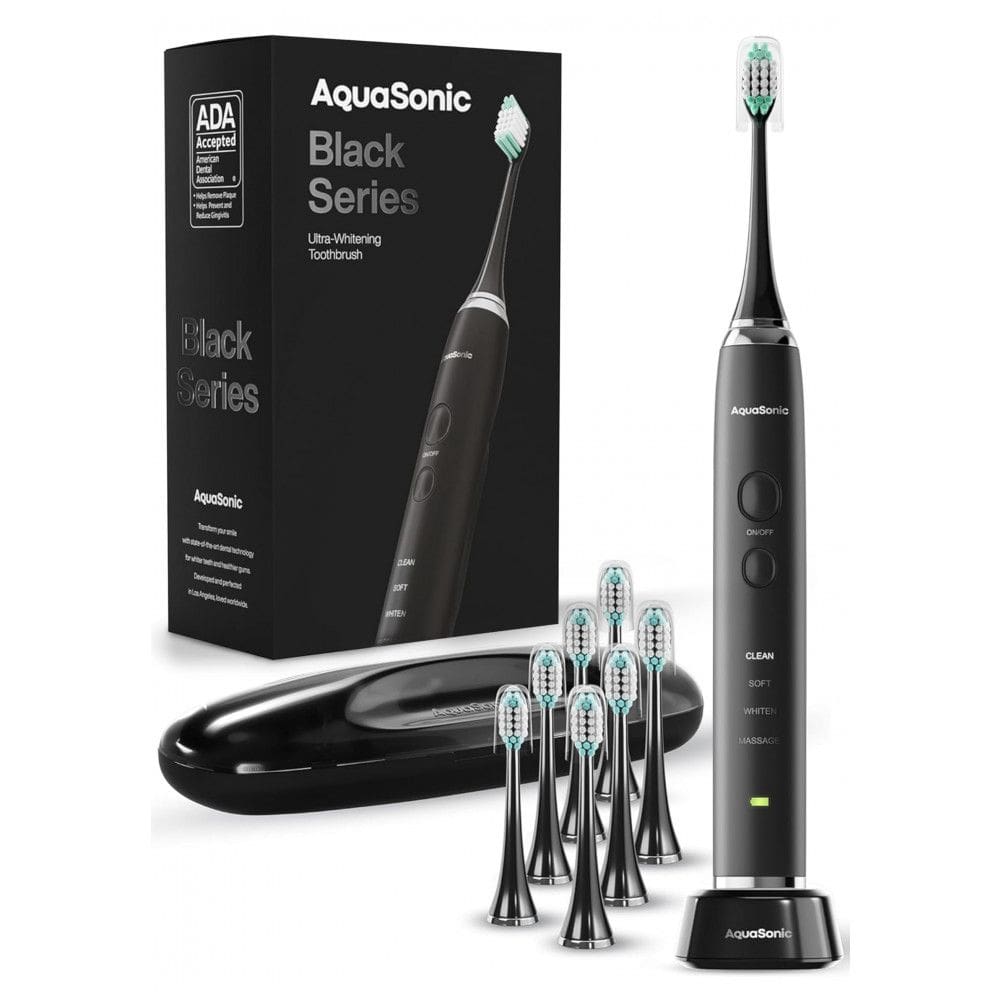 Escova de Dentes Ultra Whitening Black Series 8 Cabeças de Escova DuPont e Estojo de Viagem Incluído Ultra Sonic Motor 40