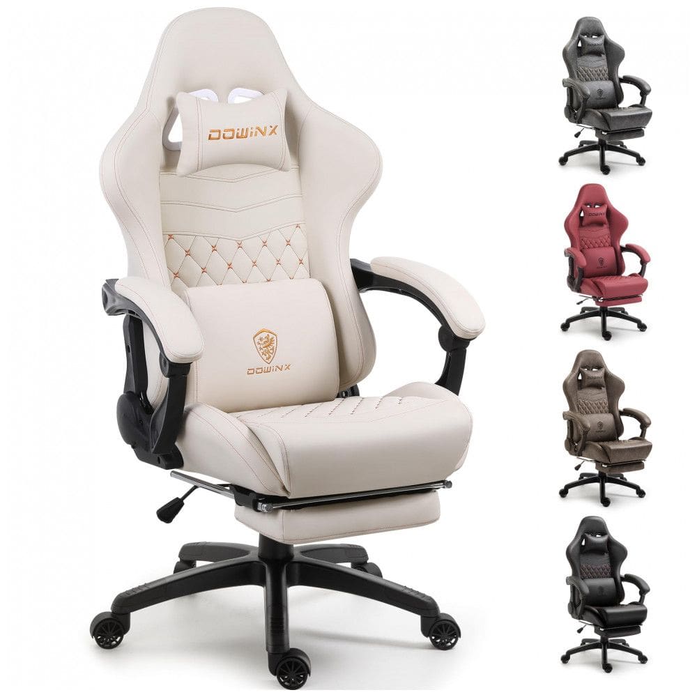 Dowinx Vinatge Cadeira de Escritório Gamer Giratório e Reclinável, Branca
