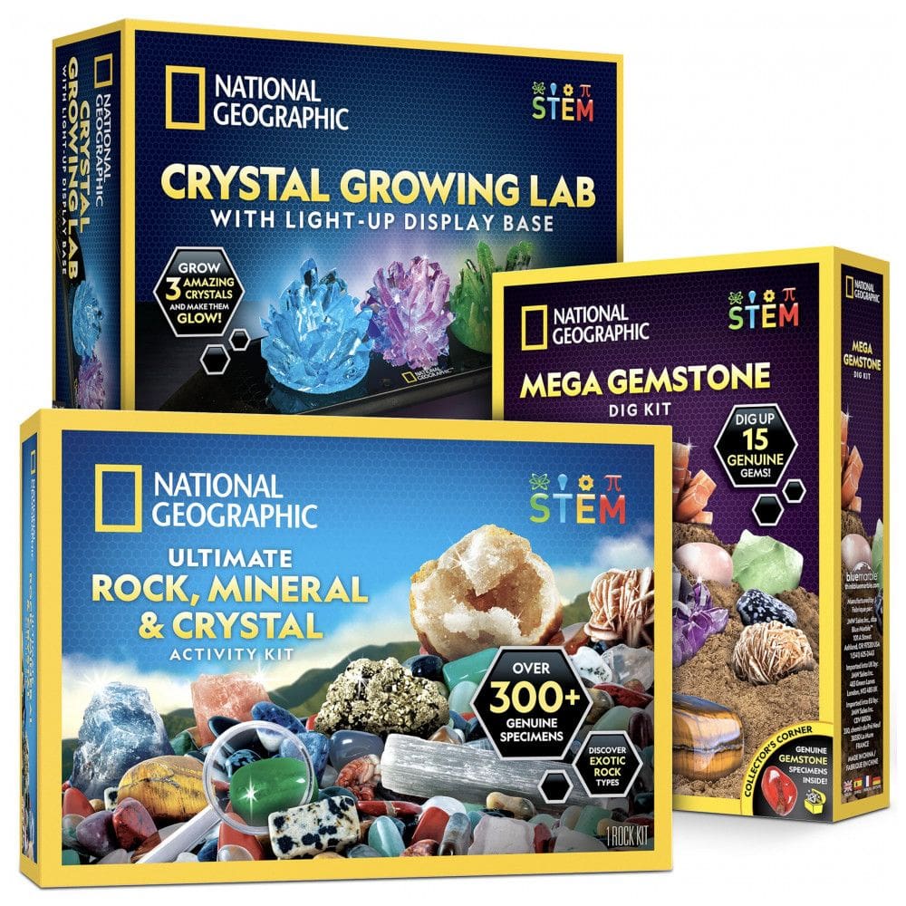 Kit de Escavação de Pedras Preciosas e Fosséis para Crianças, NATIONAL GEOGRAPHIC NGCRYSTALBUN, Azul