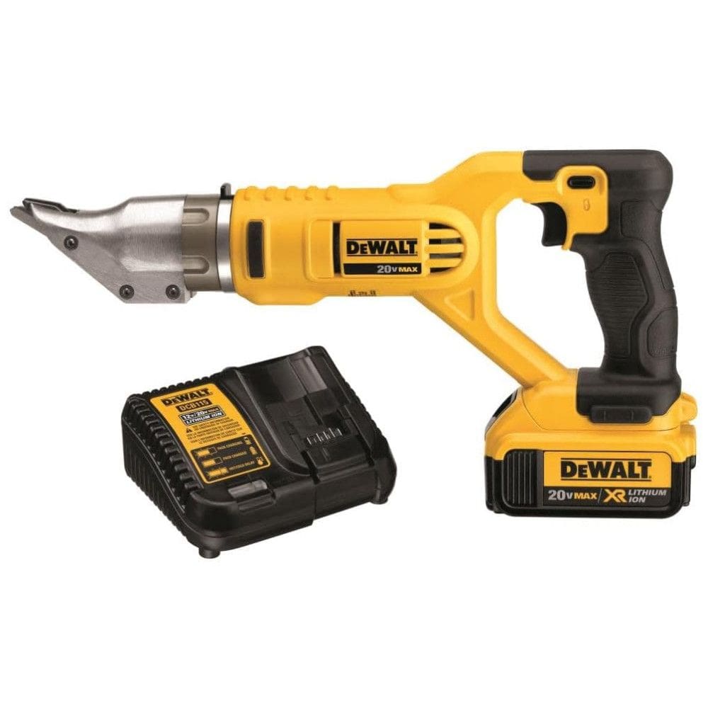 Tesoura de Corte Giratória 18 GA com Bico de Metal com 1 Bateria 20V MAX, DEWALT DCS491M2, Amarelo