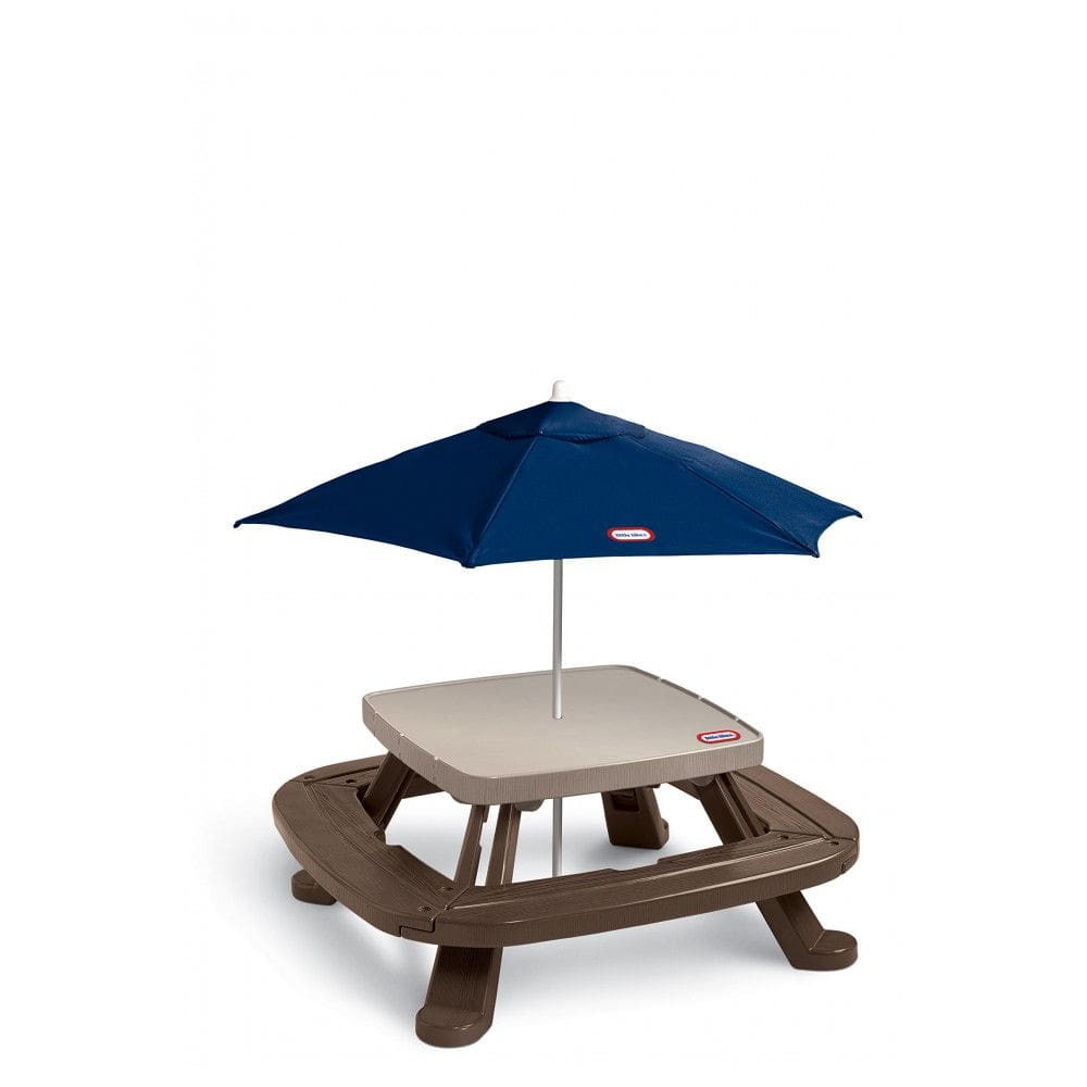 Mesa de Picnic Dobrável com Guarda Chuva para até 8 Crianças, LITTLE TIKES 632433M, Marrom