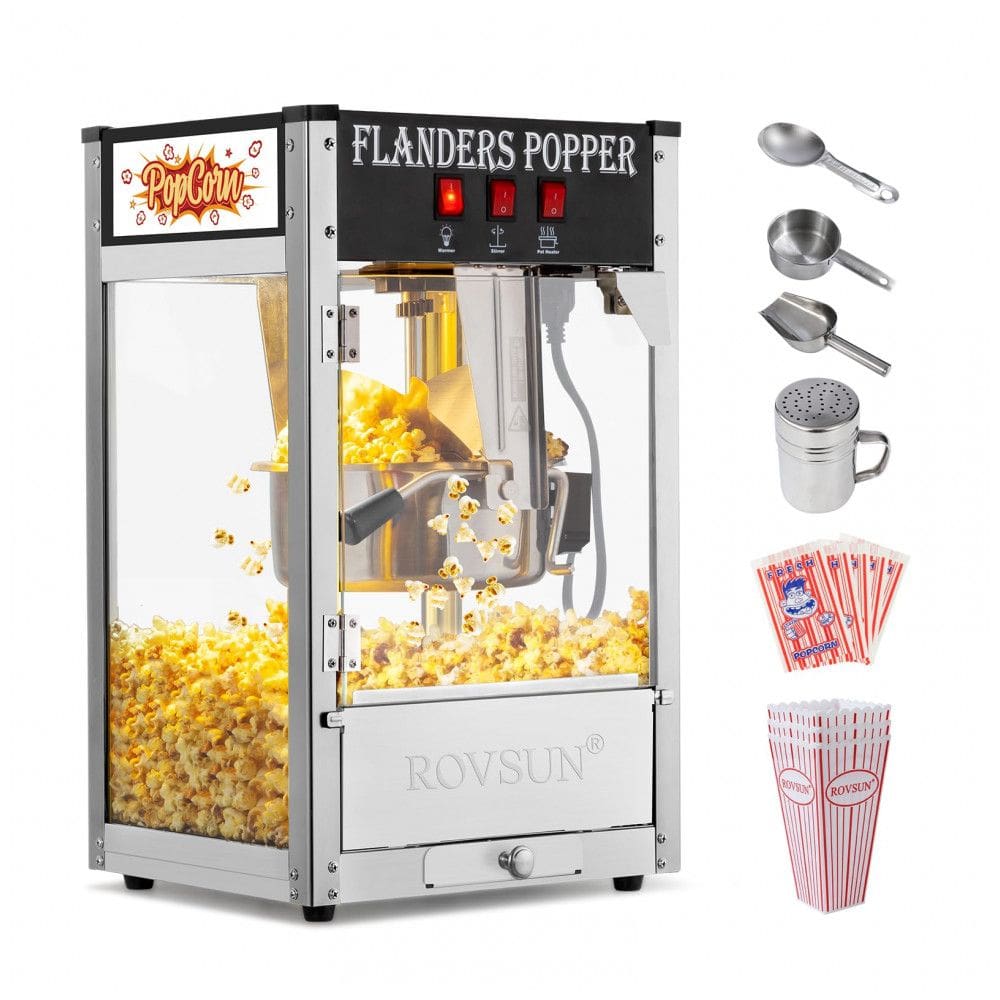 Pipoqueira Elétrica Profissional Produz até 32 Xícaras de Pipoca, 110V 850W, ROVSUN, Prata