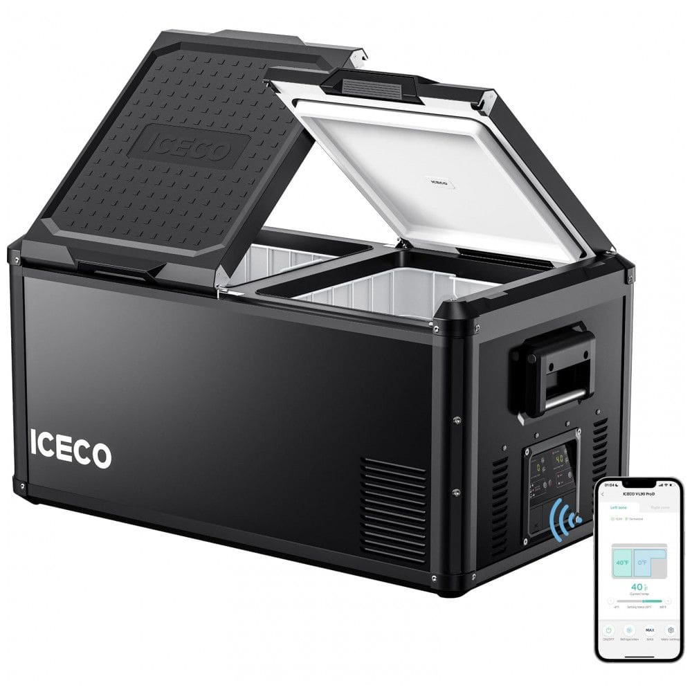 ICECO VL Pro Series Geladeira, Cooler Elétrico 94L Portátil Automotivo com Controle de Temperatura, 12, 24V, Bilvolt AC, Preto