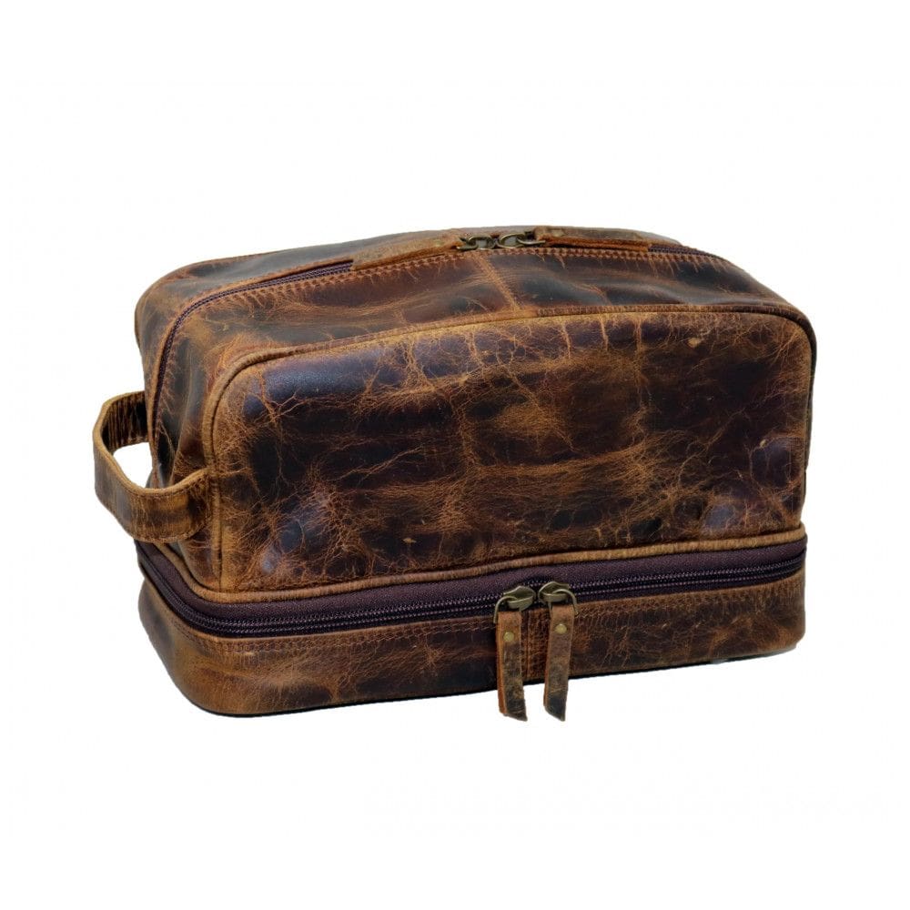 Necessaire Masculina de Couro, JAALD, Marrom