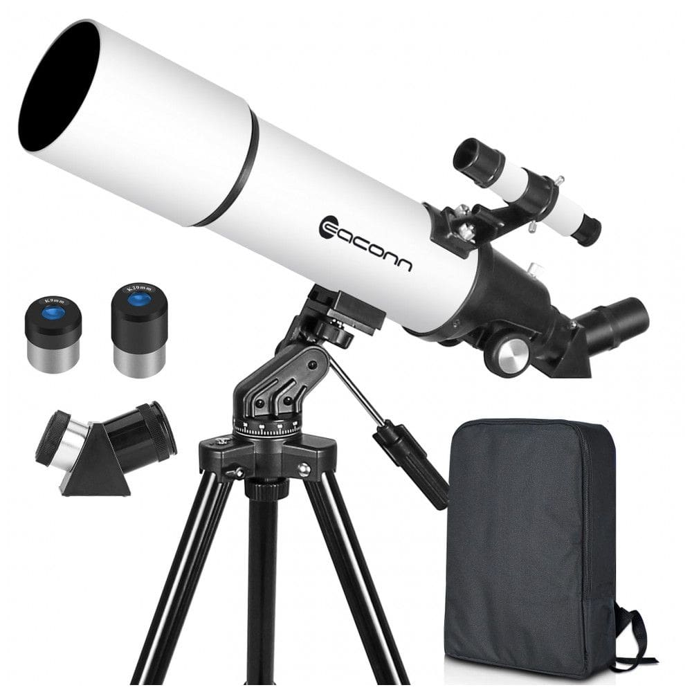 Telescópio Astronômico 30x66 Compacto e Portátil com Mochila, EACONN, Branco