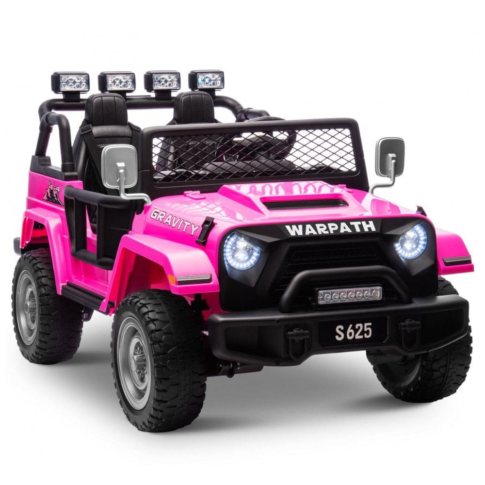Carro Elétrico Infantil 2 Assentos com Suspensão, Luz LED, 12V, OTTARO, Rosa