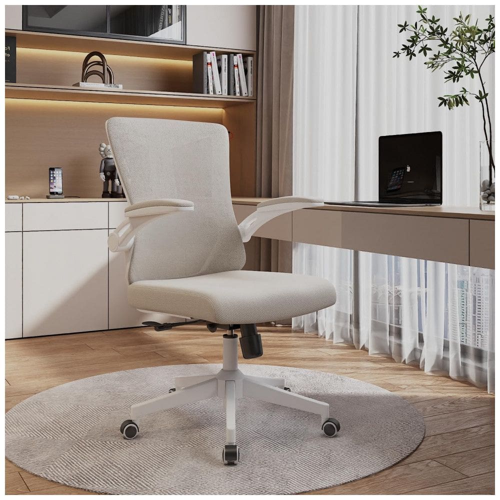 Cadeira de Escritório Ergonômica em Malha Confortável com Rodas Silenciosas, balmstar, Bege