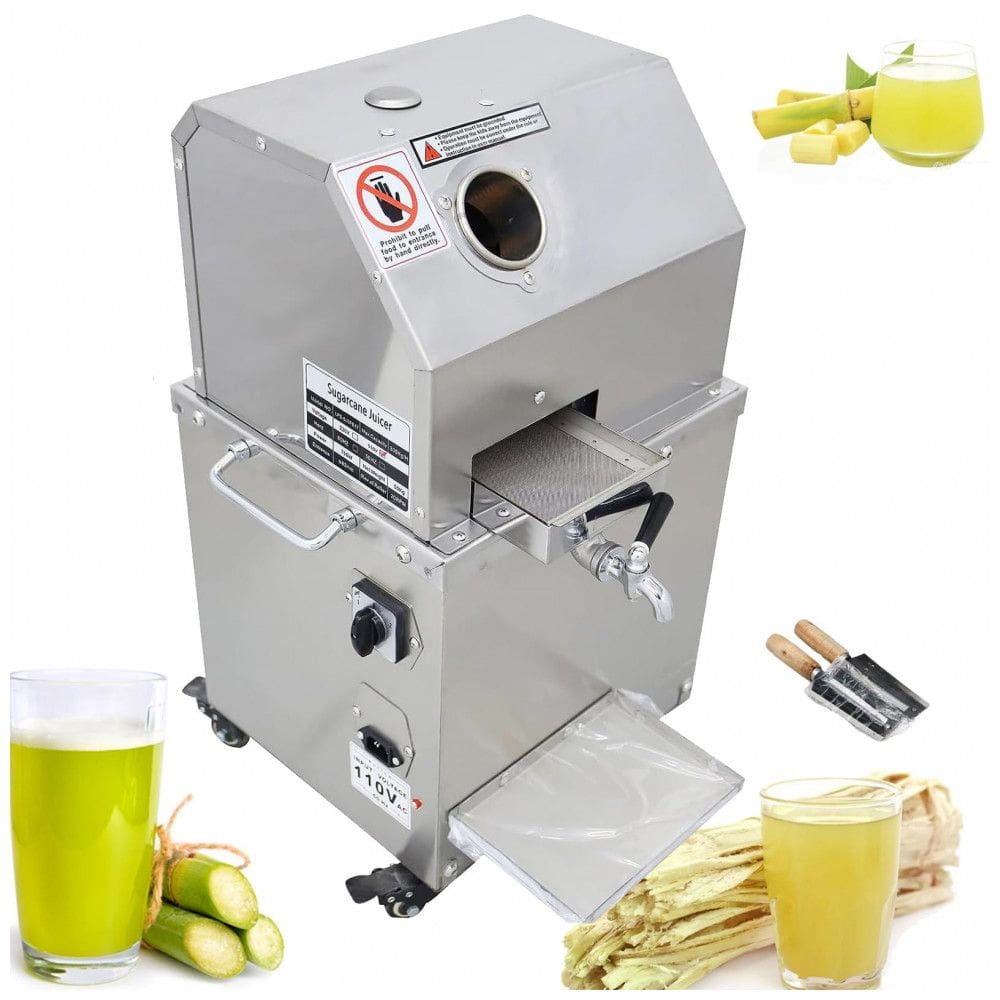 Moedor de Cana Elétrico Profissional com Três Rolos, até 300 KG, 110V, INTBUYING, Prata