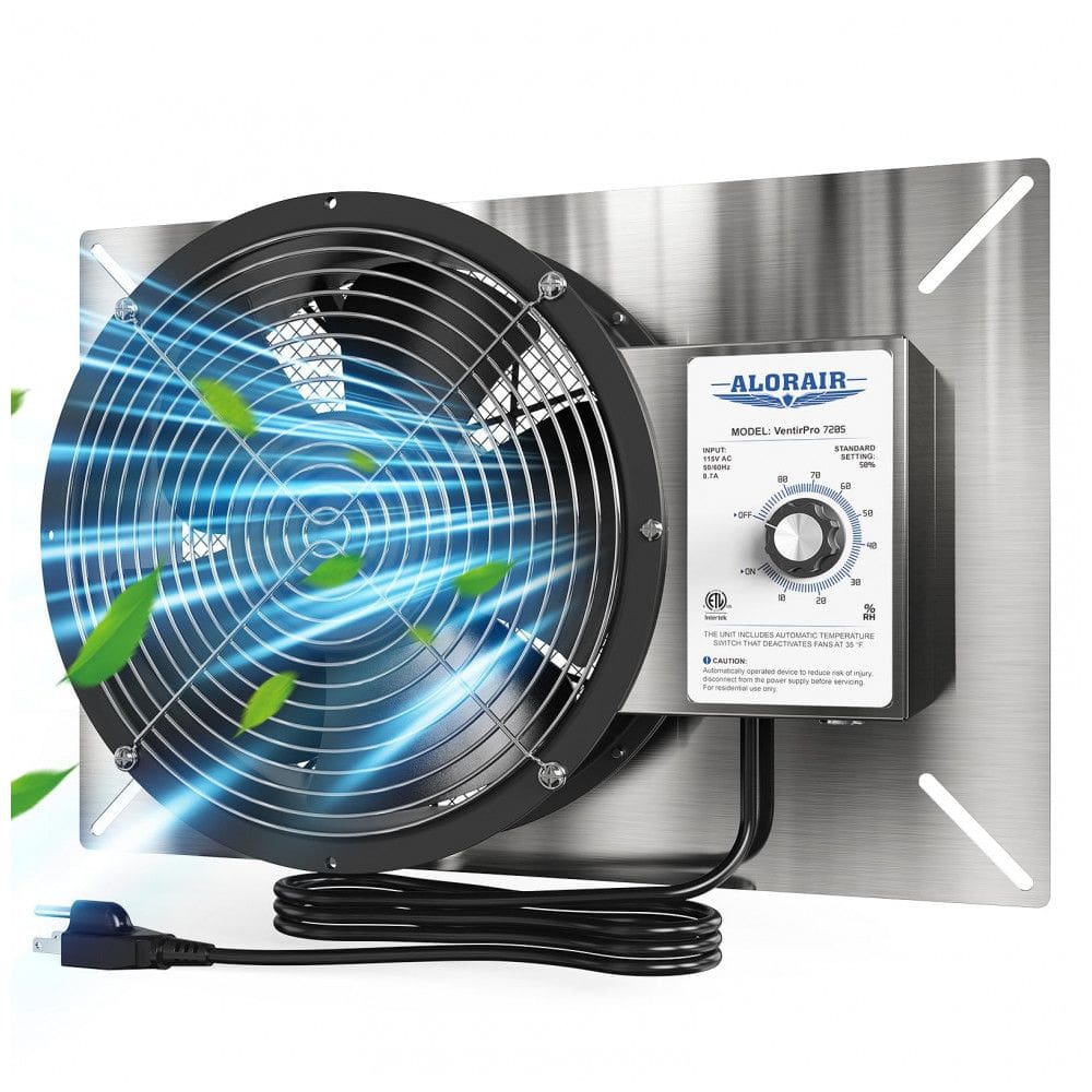 Ventilador de Parede com Termostato e Humidóstato, Saída de Ar 20 m, min, 115V, ALORAIR, Prata