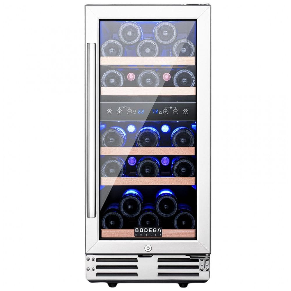 Adega Climatizada com Controle Digital e Zona Dupla para 28 Garrafas, 110V, BODEGA JC 85B, Prata