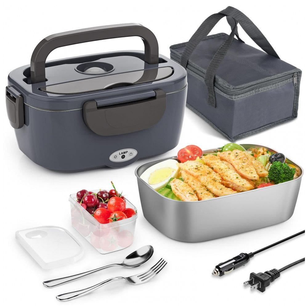 Marmita Elétrica Portátil 3 em 1 com Recipiente de Aço Inoxidável , 12V 110V 60W, Carsolt, Cinza