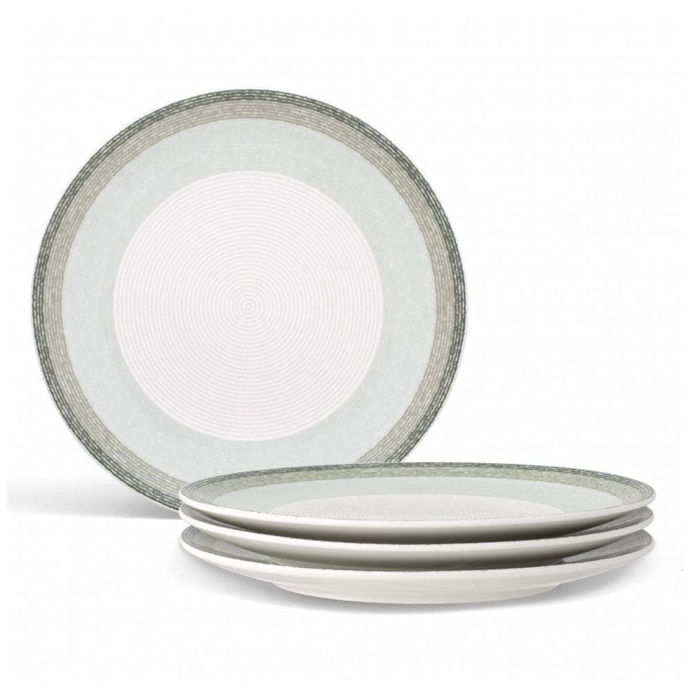 Conjunto de Pratos para Salada e Sobremesa com 4 Peças, Formato Redondo e Material de Porcelana, Noritake G037-405D, Branco e Verde