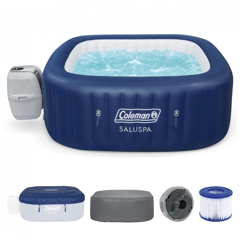 Spa Inflável Hidromassagem para 4 a 6 Pessoas Portátil com 140 Jatos, Capa, Coleman Hawaii, Azul