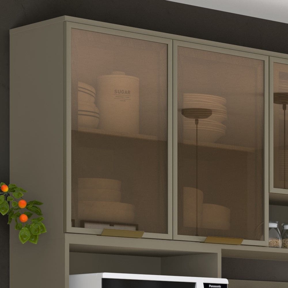 Armário Aéreo de Cozinha 80 Cm 2 Portas de Vidro Connect Henn