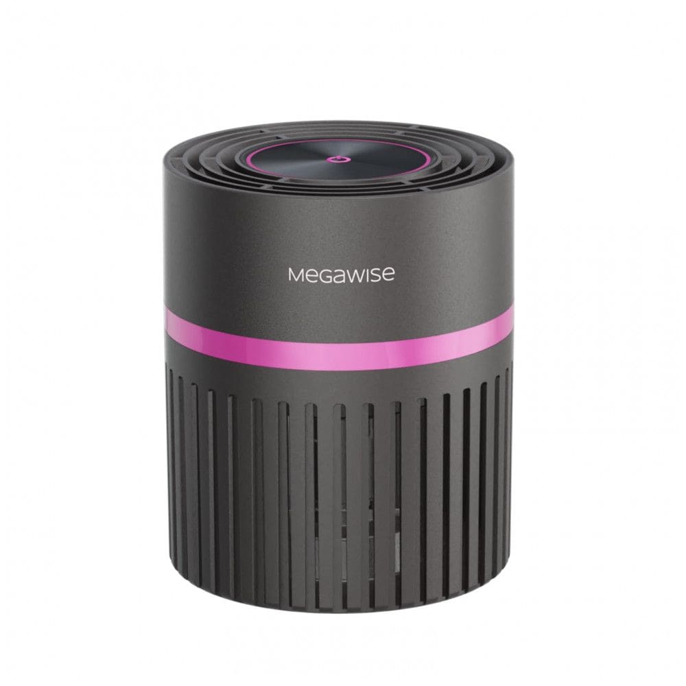 Purificador de Ar com Filtro HEPA H13 e Camada de Carvão Ativado, MEGAWISE, Cinza e Rosa