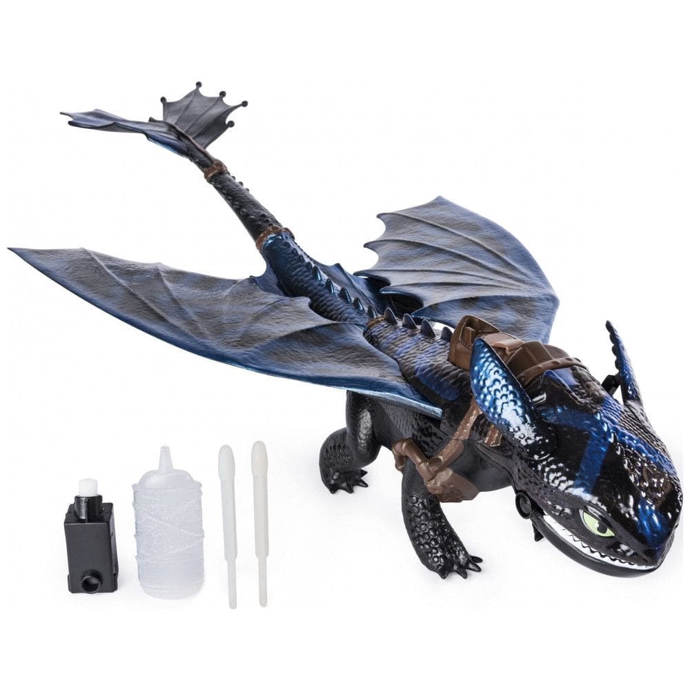 Dreamworks Dragons - Boneco Gigante do Toothless que Solta Fogo, Dragão de 50cm com Efeitos de Respiração de Fogo