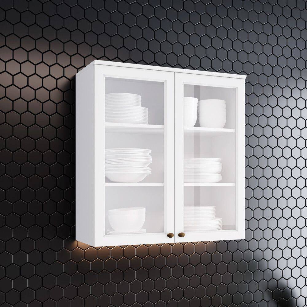 Armario Aereo de Cozinha 2 Portas com Vidro Americana Henn