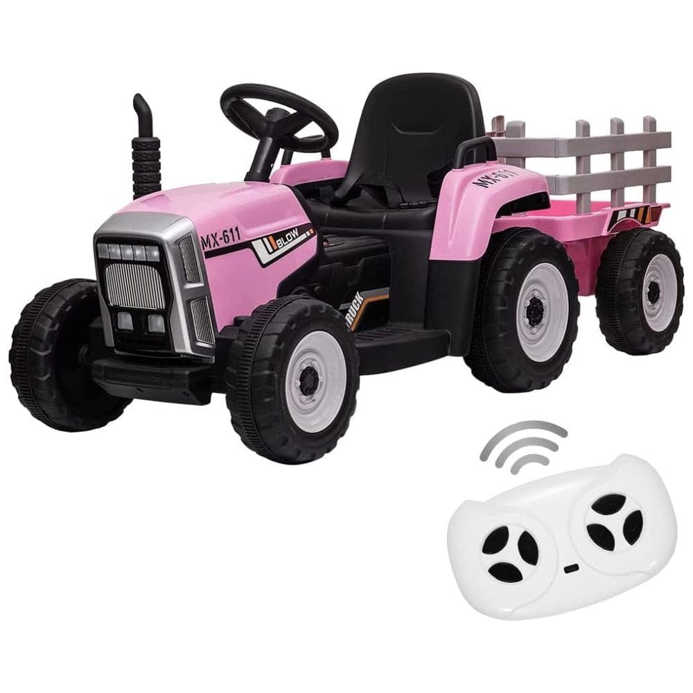 Trator Elétrico Infantil com Faróis LED, Rodas Resistentes e Design Realista - Rosa Claro, Ideal para Crianças de 3 a 6 Anos