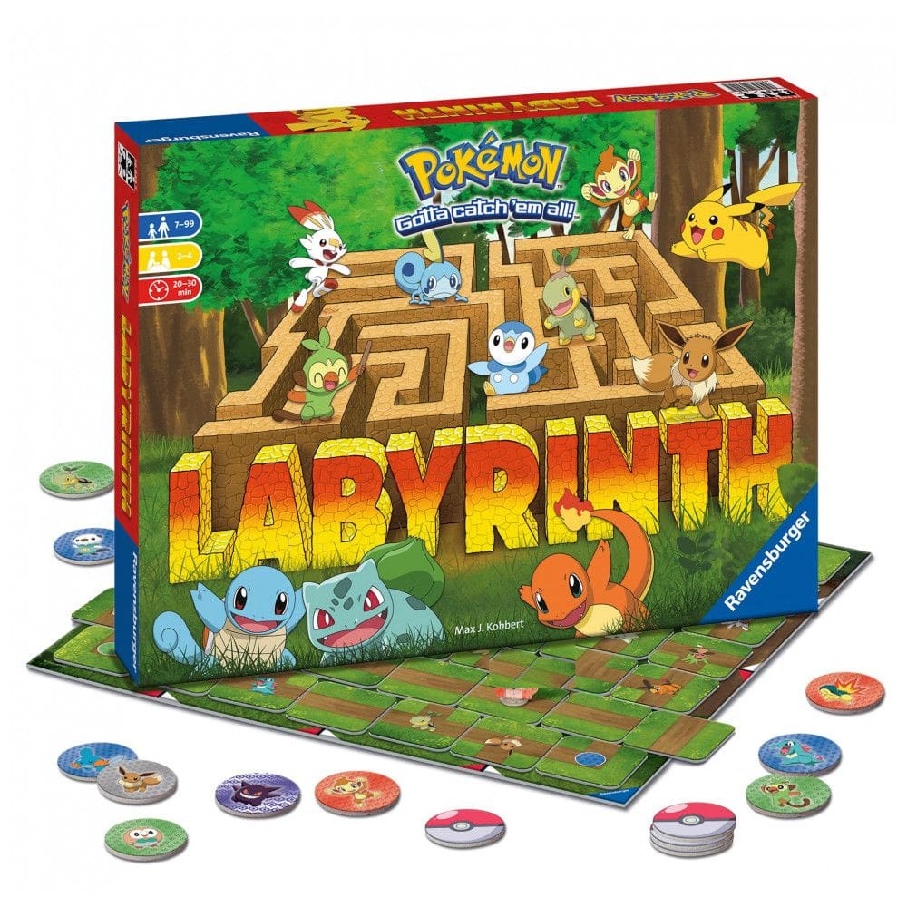 Jogo de Tabuleiro Labirinto Pokémon da Ravensburger - Aventura Estratégica em Labirinto para Noites em Família e Festas Pokémon -
