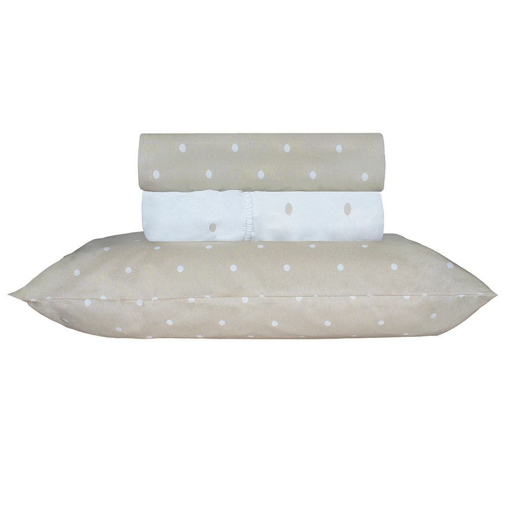 Jogo de Cama Duplo Queen 4 Peças Percal 180 Fios Petit Bege Sonhare Prata