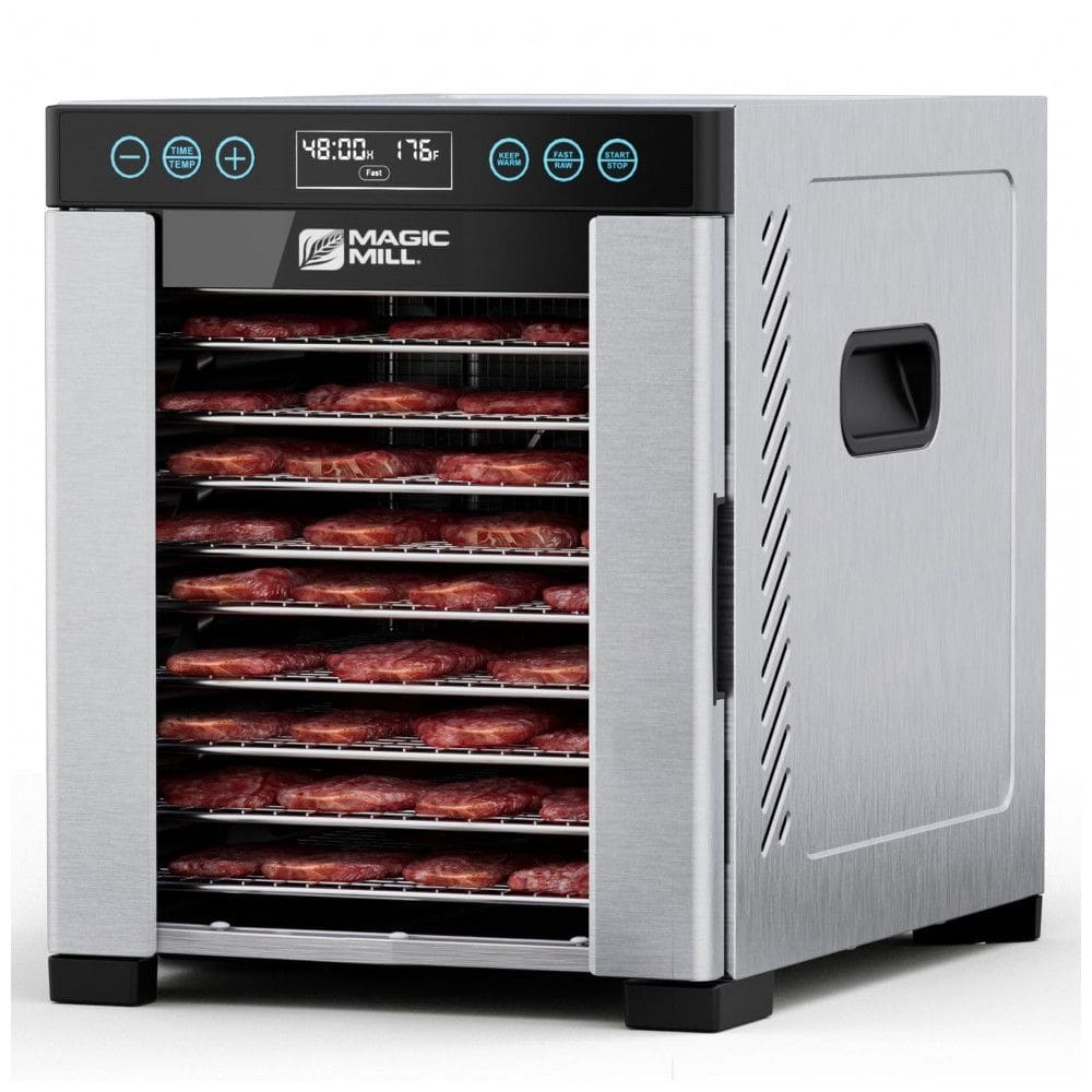 Desidratador de Alimentos Magic Mill Pro com 10 Bandejas em Aço Inoxidável para Jerky, Petiscos para Cães, Ervas, Carne, Frutas