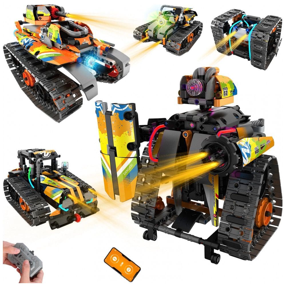 Kit Educativo de Engenharia Azul e Branco – Hodurgyi 5-em-1 STEM Building Set, Controle Remoto e APP, 554 Peças