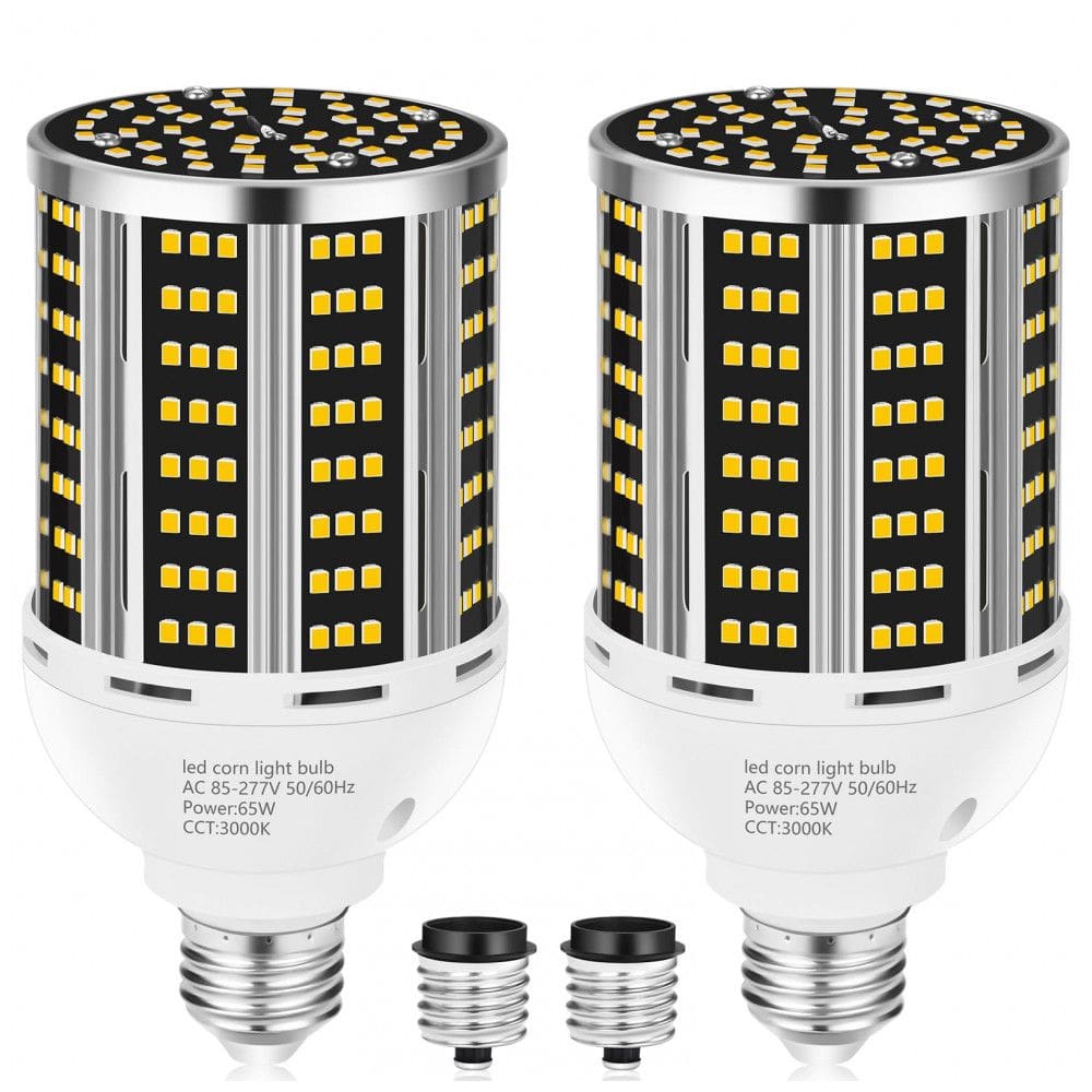 Pacote com 2 Lâmpadas de Milho LED de 65W, Equivalente a 650W, Branca Quente 3000K, Base Média E26/E39, 7800LM, Ideal para Áreas