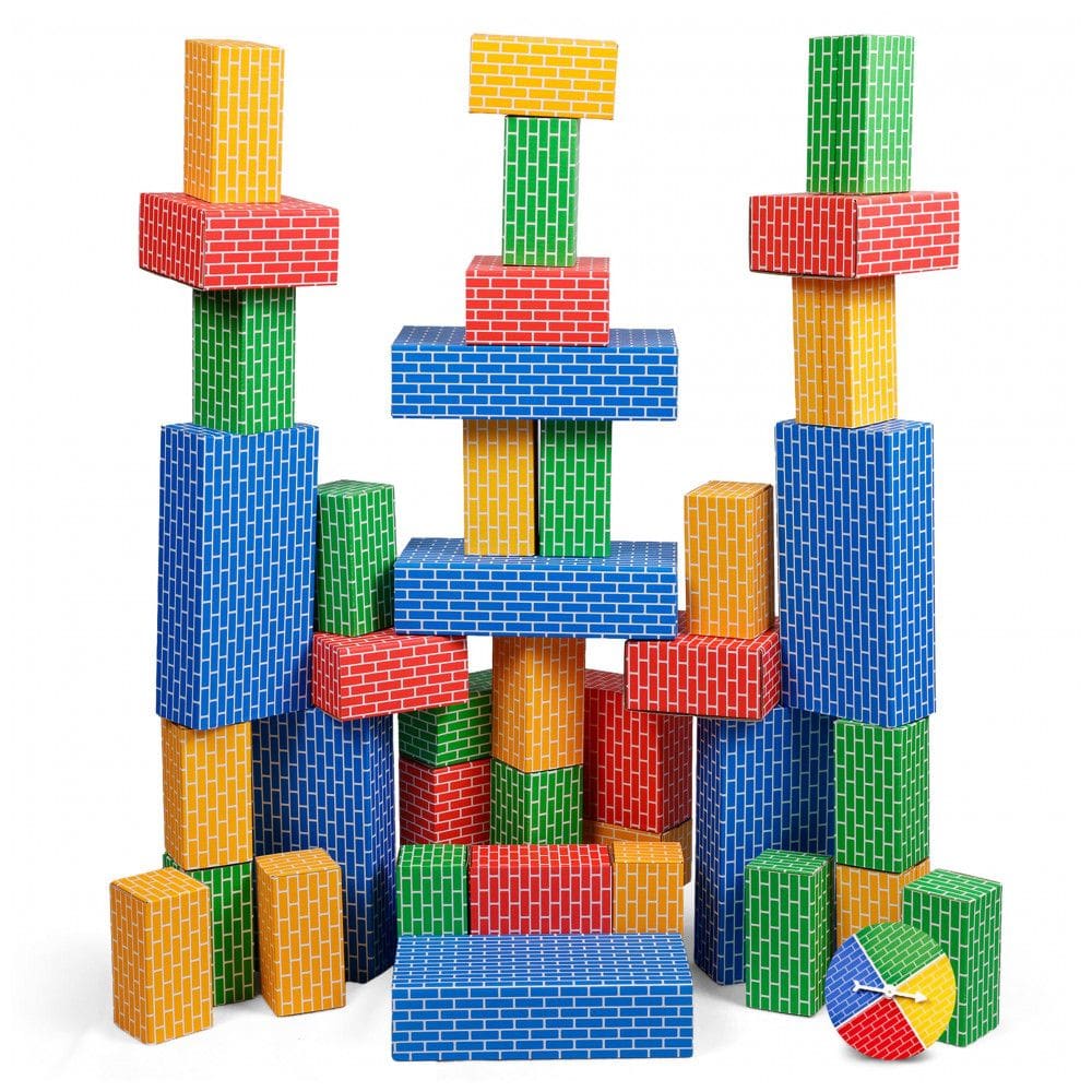 Kids Jumbo Cardboard Building Blocks – 40 Tijolos em 3 Tamanhos com Spinner e Cartões de Atividade, Brinquedo Educativo STEM