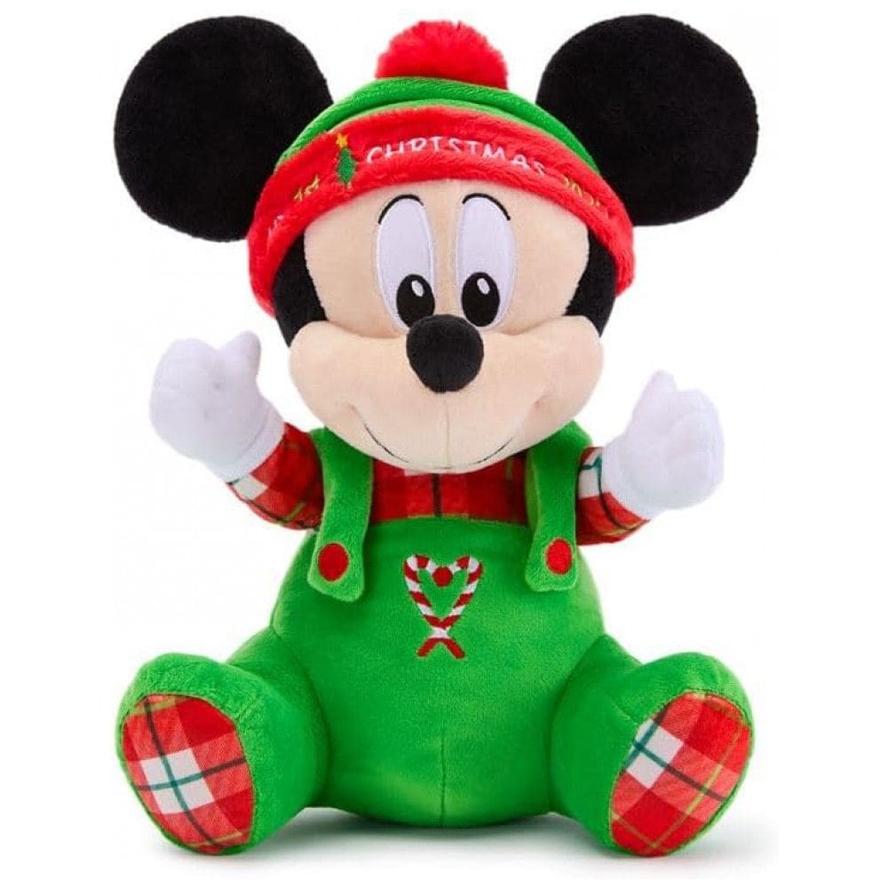 Pelúcia Oficial Disney Store Mickey Mouse Natal 2025 11 Polegadas Brinquedo de Bebê com Traje Festivo e Detalhes Bordados Estampa Xadrez