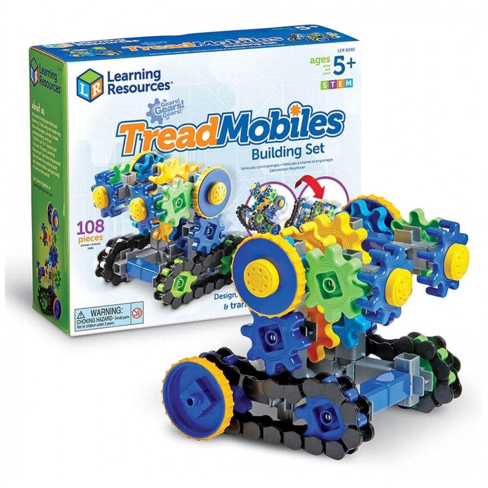 Kit de Construção Learning Resources Gears! Gears! Gears! Treadmobiles, 108 Peças, Estimula Habilidades de Engenharia desde Cedo