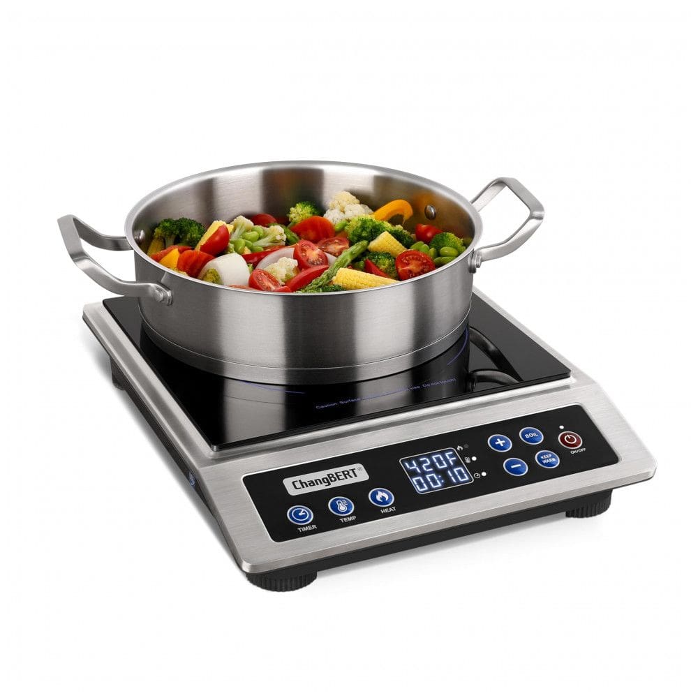 Cooktop de Indução Portátil ChangBERT, Certificado pela NSF, Potente 1800W com Bobina de Aquecimento de 8