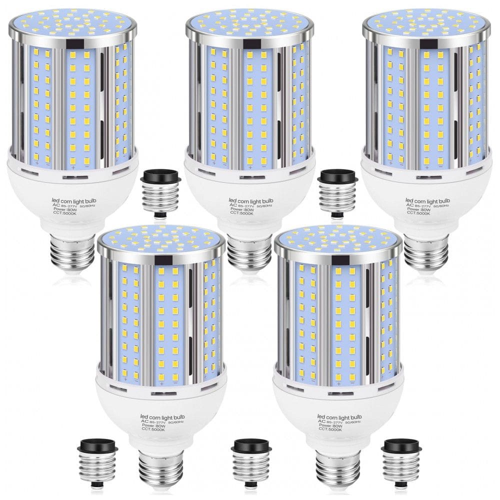 Pacote com 5 Lâmpadas de Milho LED de 80W, Equivalente a 800 Watts, Base E26/E39, 5000K Luz do Dia 11,600LM,XYCN